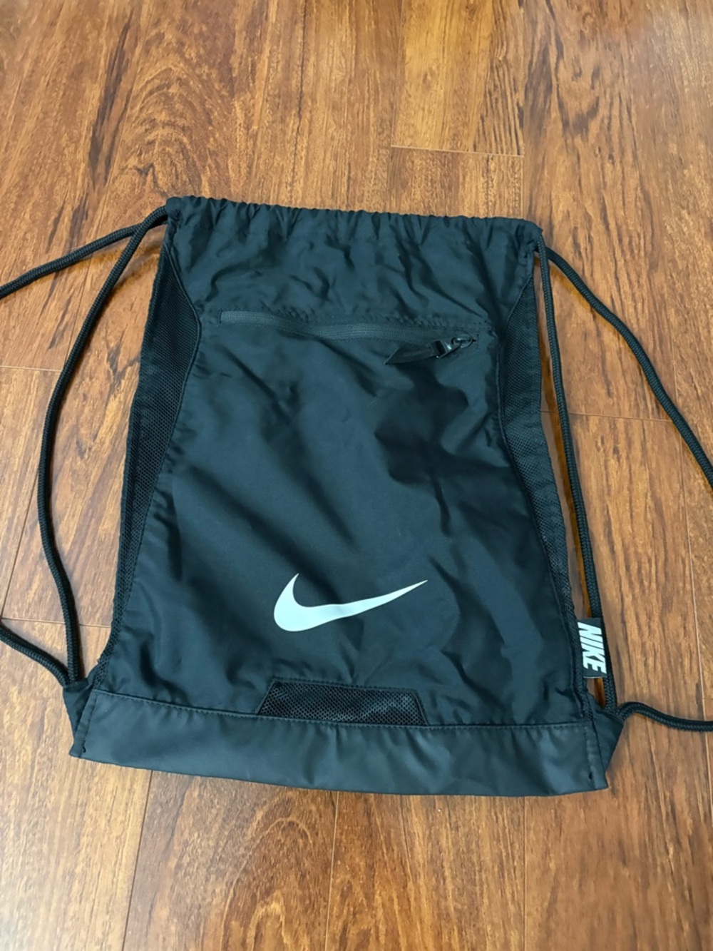 Nike Black Drawstring Gym Sack with Zip Pocket